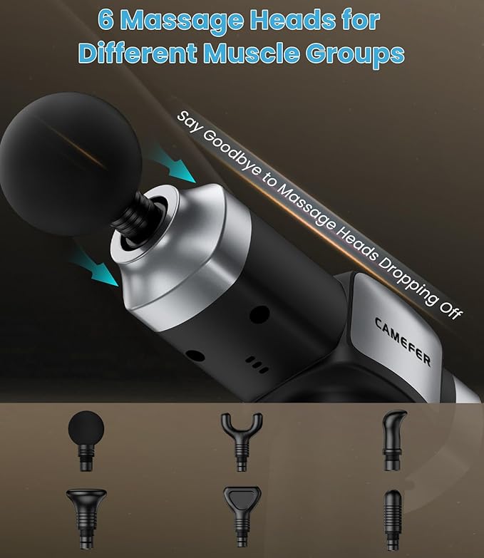 Massage Gun, Deep Tissue Massage Gun for Pain Relief, Handheld Electric Muscle Massager with 30 Speed Level 6 Massage Heads, Carrying Case, Ultra-Quiet Design