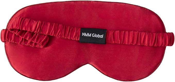 Mulberry Natural Silk Sleep Mask for Women & Men with Elastic Strap, Super Soft Sleeping Eye Mask, Size M, (Red)