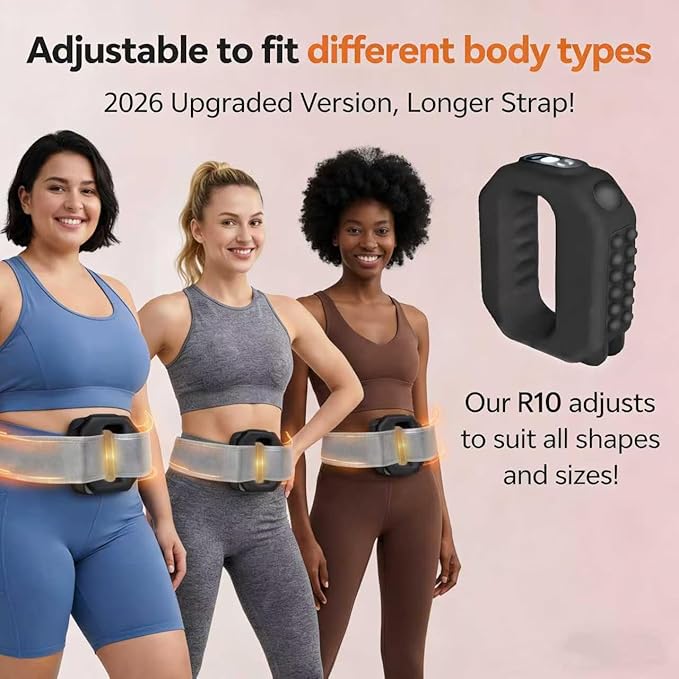 R10 Multifunctional Full-Body Massage Gun, Adjustable Massage Modes, Hands-Free Electric Fascia Ring Massager, Ergonomic Design with Waist Belt, 3 Modes & 6 Intensities