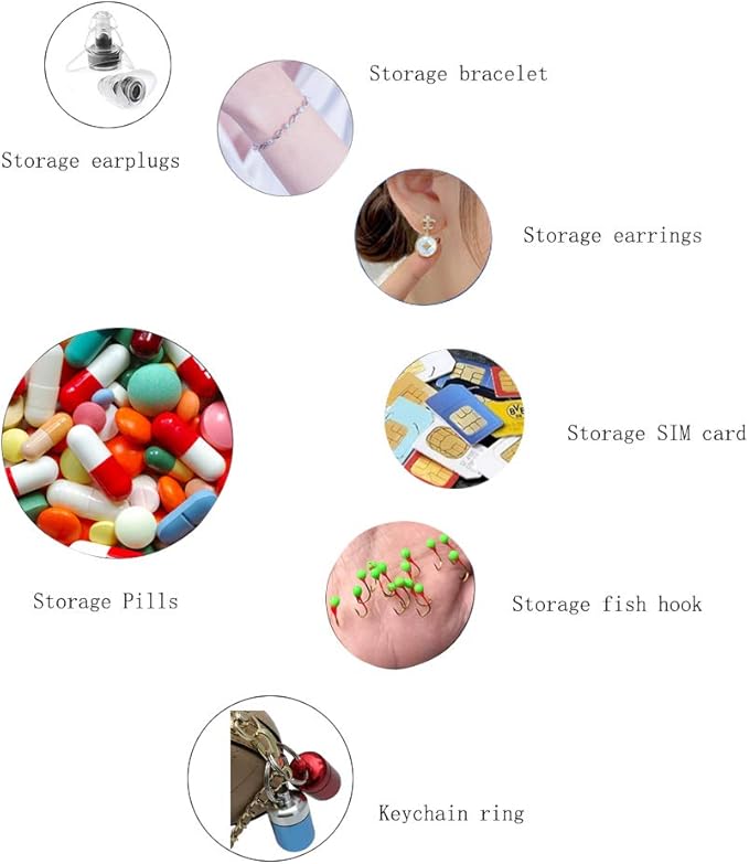 2 Packs Alumium Pill Container Keychain Pocket Coin Stashes Metal Medication Pill Holder Travel Pill Box (Gray and Black)