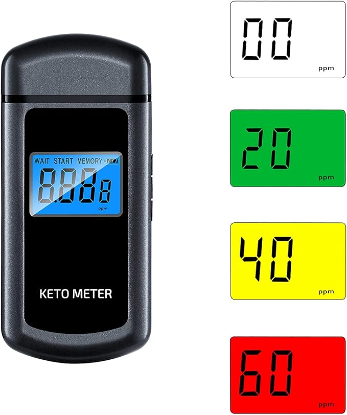 Breath Ketosis Meter Professional-Grade Ketone Breath Tester Portable Rechargeable Ketosis Breath Analyzer for Ketogenic Testing with 10 Reusable Mouthpiece