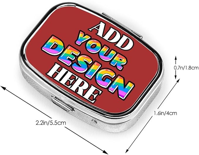 Custom Pill Box, Medicine Pill Organizer Case Container Travel Pill Holder Vitamin for Purse Med Wallet Portable Mini Pastillero Square, Brown, Personalized Gifts