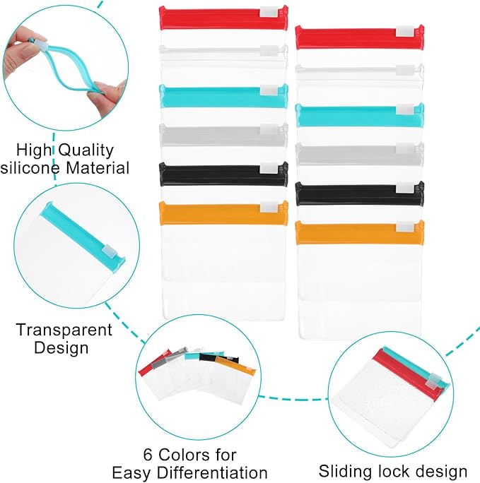 12 Pcs Zippered Pill Pouch Slide Lock Storage Bags Reusable Mini Seal Portable Medicine Baggies Self-Sealing Travel Plastic Case for Home Office Organizing Small Items
