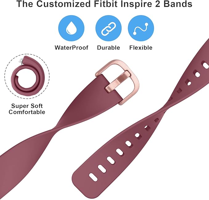3 Pack Silicone Bands Compatible with Fitbit Inspire 2 Bands for Women Men, Adjustable Replacement Sport Wristbands Straps for Fitbit Inspire 2 / Ace 3 (Black/Navy Blue/Wine Red)