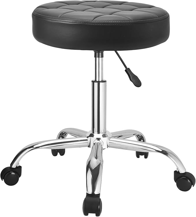 JOSTZHXIN Rolling Stool PU Leather Swivel Stools Height Adjustable, Drafting Work SPA Task Chair with Wheels, Home Office Salon Stool Chair (Style 4)