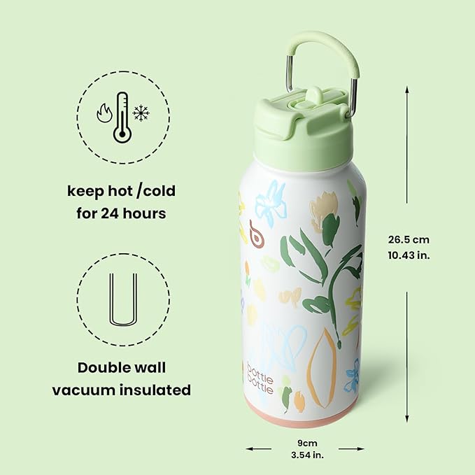 BOTTLE BOTTLE 32oz Insulated Water Bottle Stainless Steel Sport Water Bottle with Straw Dual-use Lid Design for Gym with Pill Box