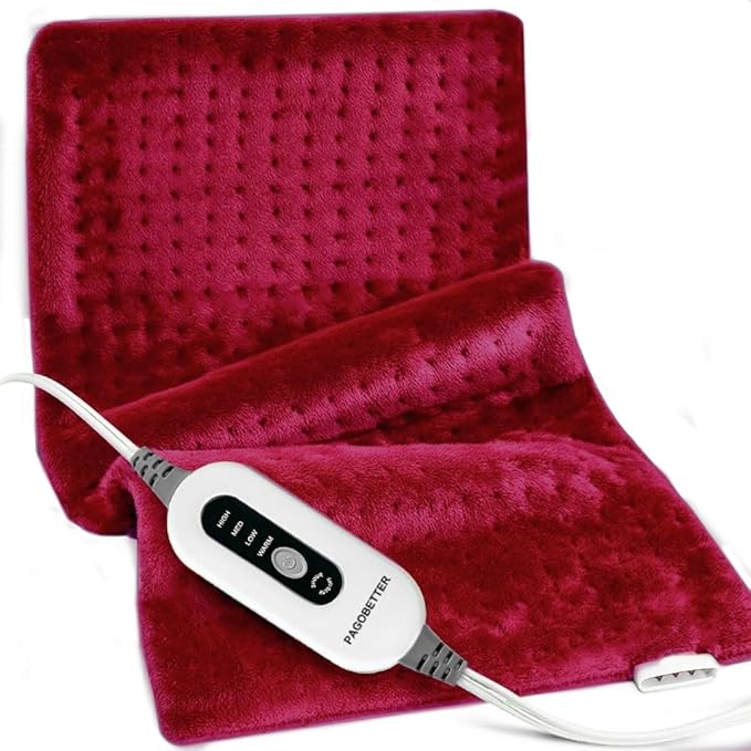 Heating Pad,Electric Heating Pads for Back,Neck,Abdomen,Moist Heating Pad for Shoulder,Knee,Arms,Legs,Dry/Moist Heat & Auto Shut Off,Birthday Gifts for Men and Women, 24x12 Inch (Red)