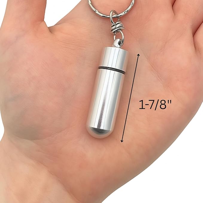 BIN BUDDY 2" (5.1 cm) Metal Pill Holder | Key Ring & Inner Vial | Dual Storage | Moisture Resistant | Ideal for Emergency Medication & Information