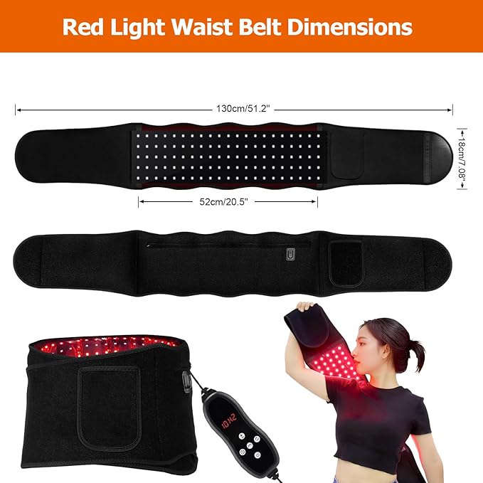 Red Light Therapy for Body, 660nm & 850nm Infrared Red Light Wrap, Upgraded 3 in 1 LED Beads with Timer Remote Control and Vibration Function,for Belt Shoulder Waist