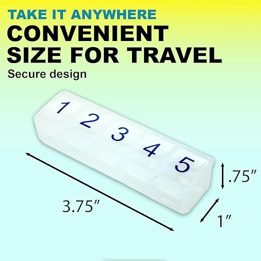 e-Pill Daily 5 Times A Day Pill Organizer, Vitamin and Medicine Pill Box - Clear
