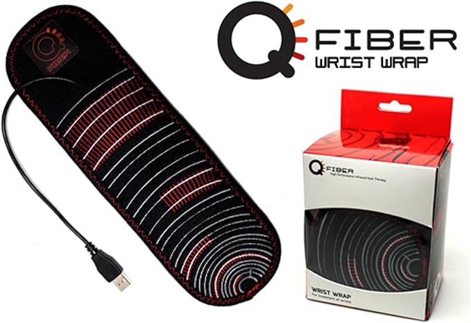 Infrared Wrist Wrap Cordless Heating Pad by Qfiber – Wrist wrap for Carpel Tunnel Syndrome, Heating Pad – Wall Adaptor and USB Included