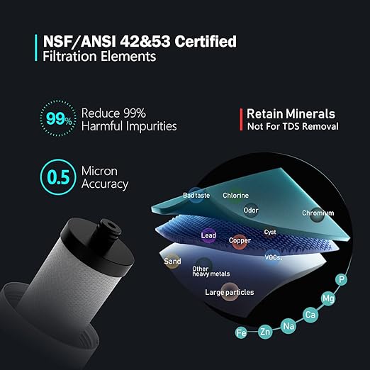 Frizzlife SW10F Under Sink Water Filter System with Brushed Nickel Faucet, NSF/ANSI 53&42 Certified, Reduces 99.99% Lead, Chlorine, Bad Taste & Odor, 8K Gallons High Capacity, 0.5 Micron, USA Tech
