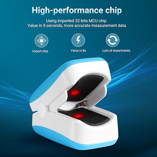 Pulse Oximeter Fingertip, Blue, Oxygen Monitor Fingertip with TFT Display, SpO2 and Heart Rate Measurement Device