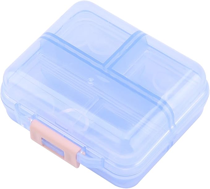 7 Grids Weekly Pill Box Portable Medicine Storage Box Foldable Drug Case Tablet Organizer for Travel (Blue)