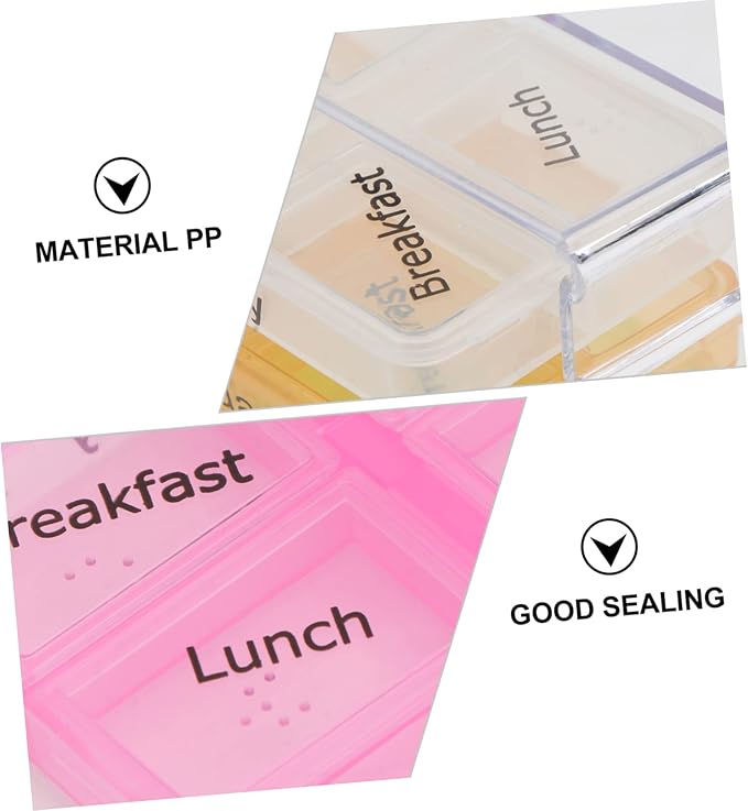2sets Portable Day Pill Organizer Design Sealed Travel Case for Medicine Storage to Keep Medications Separate and Fresh