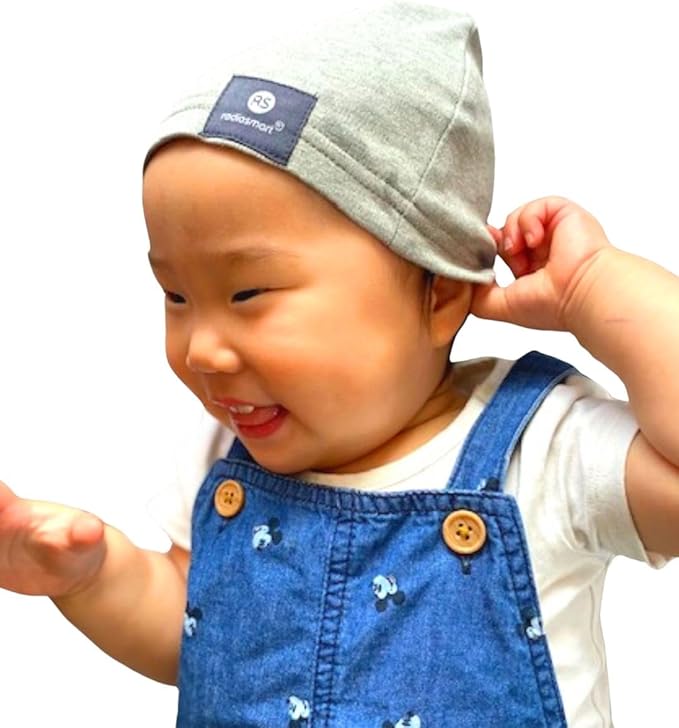 Radia Smart® Newborn E M F Protection Beanie Unisex Boy or Girl, Infant Beanie, Support Digital Health Wellbeing Beanie, Reduce Wireless Energy Concern for Babies Grey