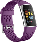 Getino Sport Bands Compatible with Fitbit Charge 5/ Charge 6 Women Men, Breathable Soft Waterproof Strap Adjustable Replacement Accessories for Fitbit Charge 5/ Charge 6 Advanced Fitness Tracker, Plum