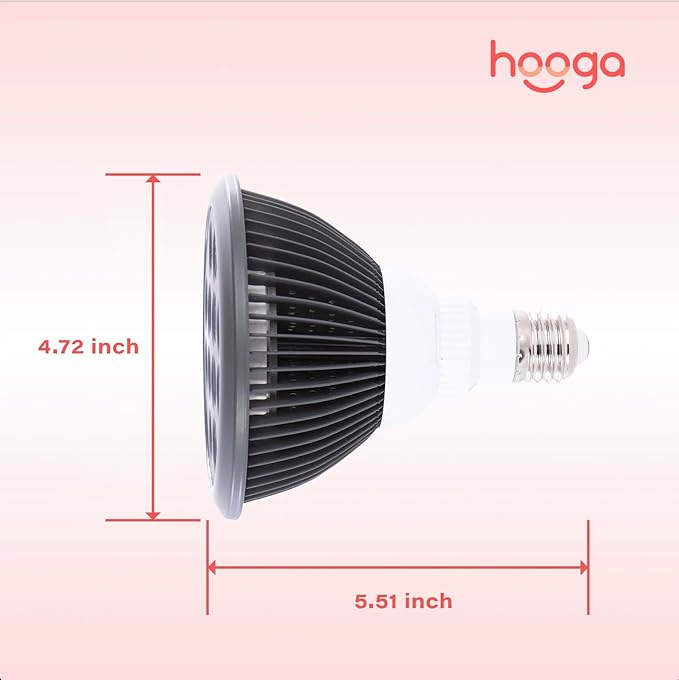 hooga Red Light Therapy Bulb, 660nm & 850nm Red & Near Infrared Light, 12 Dual-Chip LEDs, Targeted Light Bulb with Base & Braided Power Cord for Home Wellness Routine, HG24