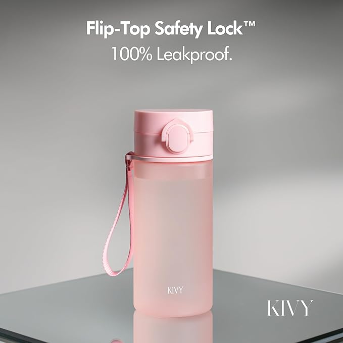KIVY Tritan Water Bottle 22oz [WITH FLIP LID] - Reusable & Slim Waterbottle for Travel, Gym & School - Dishwasher Safe - Skinny Leak Proof & Lightweight Bottle Small - BPA Free