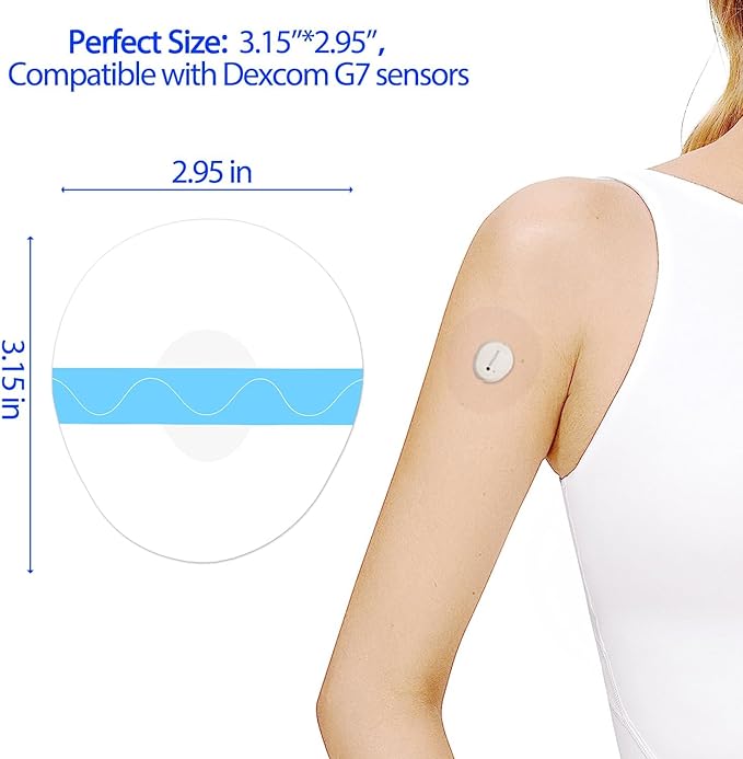 20 Pcs Adhesive Patches Waterproof, Premium Pre-Cut Protection Hypoallergenic Adhesive Patch for G7, Breathable & Transparent G7 Overpatch for 10 Days Long Stay, Easy to Use