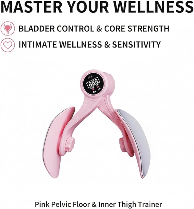 Pelvic Floor Trainer & Thigh Master for Women - Digital Kegel Exerciser for Post-Birth Recovery & Bladder Control - Inner Thigh Exerciser & Hip Abductor Machine with Counter (Pink)