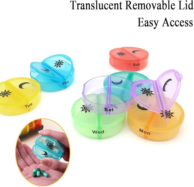 Medical Box Travel Pill Organizer Case, 2 Times a Day, Large AM/PM Weekly Pill Dispenser Planner, Medicine Reminder Holder 7-Day for Vitamins, Fish Oils, Daily Calcium Supplements, Capsules