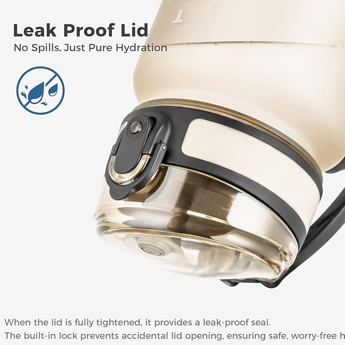 32oz Water Bottle with Chug Lid, Frosted & Clear Tritan BPA-Free, Leakproof, Wide Mouth, Portable Sports Water Bottle for Gym, Office, Travel, Outdoor (Beige)