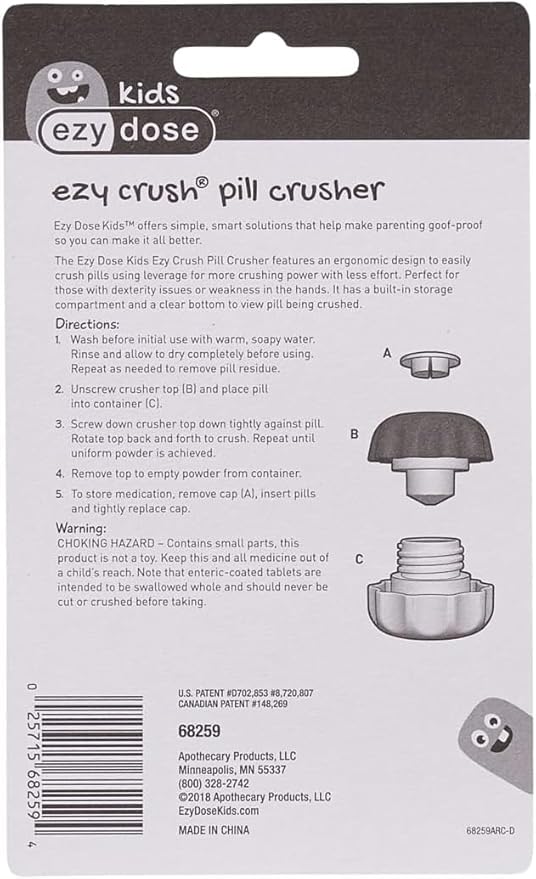 EZY DOSE Crush Pill, Vitamins, Tablets Crusher and Grinder with Storage Compartment, Pets, Elderly, Effortlessly Crushes Medications into Fine Powder, Durable, Easy-to-Use, Green, Large, BPA Free