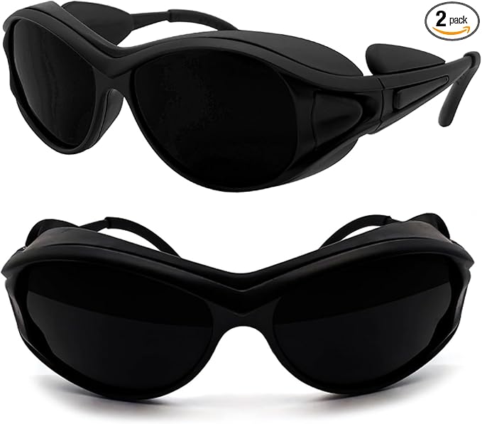 Wrap-around Design 2-Pack Welding Goggles Eye Protective Safety Glasses for Welders with Black Lens Anti-Flog Anti-glare Anti-shock Welding Glasses
