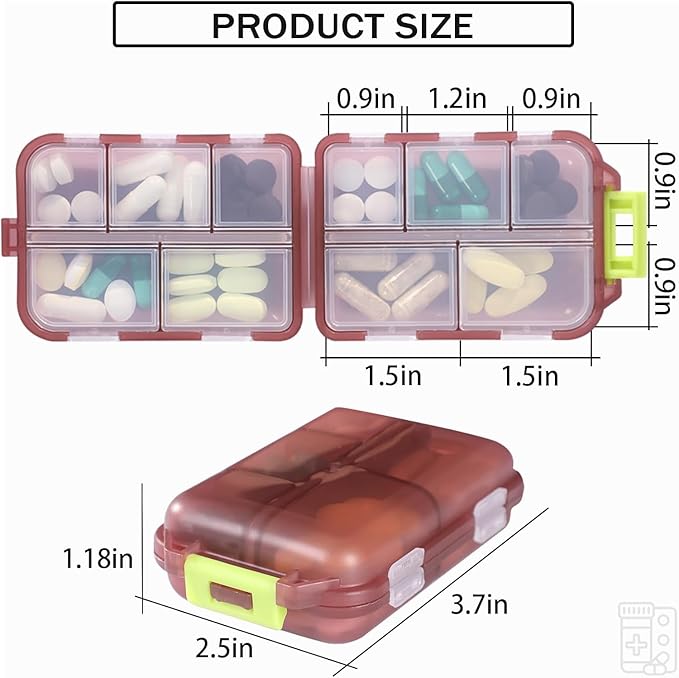 3PCS Travel Pill Organizer Portable Pocket Pill Case Small Pill Box for Purse Medicine Organizer Have 10 Compartments Storage Vitamin Fish Oil by INVODA (Pink+Gray+Blue+Lables)