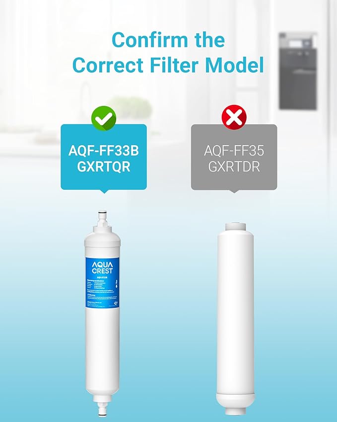 AQUACREST GXRTQR Inline Water Filter, NSF Certified, Compatible with GE GXRTQR, GXRTQ System, Reduces Chlorine, Fluoride, Limescale and More, For Refrigerator, IceMaker, RVs (2 Filters)