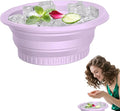 Silicone Face Bowl for Ice with Built-in Icetray, Collapsible Face Ice Bath Bowls for Home&Travel Ice Water Facials, Ice Face Bowls for Cold Plunge Therapy, Skin Tightening (M-Purple)