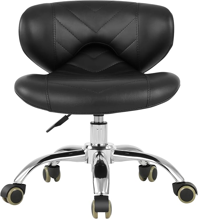 Pedicure Stool Hydraulic Height Adjustable with Back Support for Nail Salon Manicure Tech Pedicure Spa (Black)