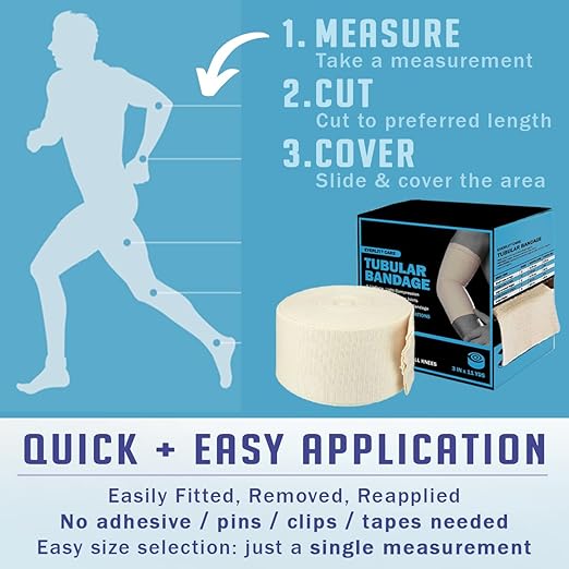 EVERLIT Elasticated Tubular Support Bandage | Stockinette Tubing for Large Arm, Knees, Legs | Light to Moderate Compression Bandage Roll For Tissue Support (Size G+ | 5" x 11 yd)