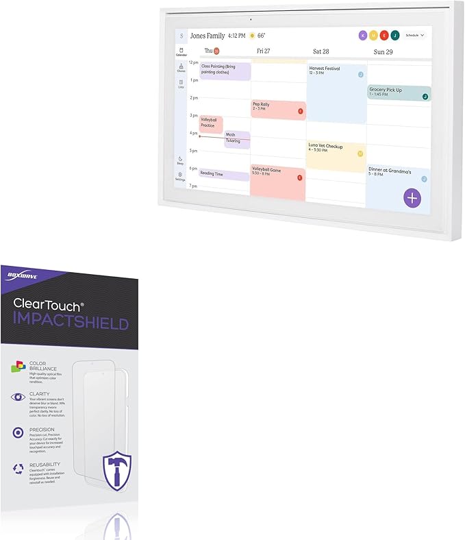 BoxWave Screen Protector Compatible with Skylight Calendar (15 inch) - ClearTouch ImpactShield (2-Pack), Impenetrable Screen Protector Flexible Film