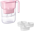 Waterdrop Water Filter Pitcher with 4 Filters, 5X Times Lifetime, Lasts 800 Gallon, for Fridge and Kitchen, Reduces PFOA/PFOS, Chlorine, 7-Cup Capacity, Elfin, Pink
