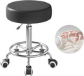Rolling Stool, Heavy Weight Capacity 250lb, PU Leather Rolling stools, Ultra Soft Padded Seat, Rolling Stools with Wheels and Footrest, 360° Swivel, Spa Drawing Salon Work Office Tattoo Stool (black)
