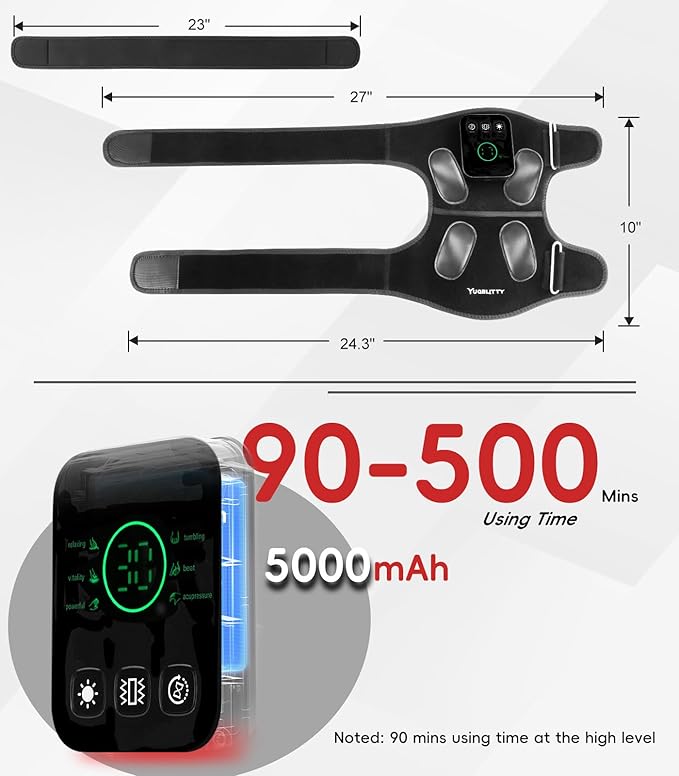 Upgraded Red Light Knee Massage Brace with 360° Vibration, Cordless 850nm Infrared Knee Therapy Devices Pain Relief, 5000mAh Red Light Therapy Wrap with Timer for Body Relaxation, Xmas Gifts