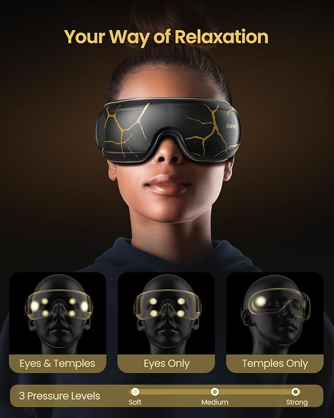 RENPHO Eye Massager with Heat and Cooling Voice Control, Birthday Gifts for Men Women Dad Him Her, Eye Mask for Migraines, Eye Care with Massage, Reduce Dry Eyes Eyeris Kintsugi