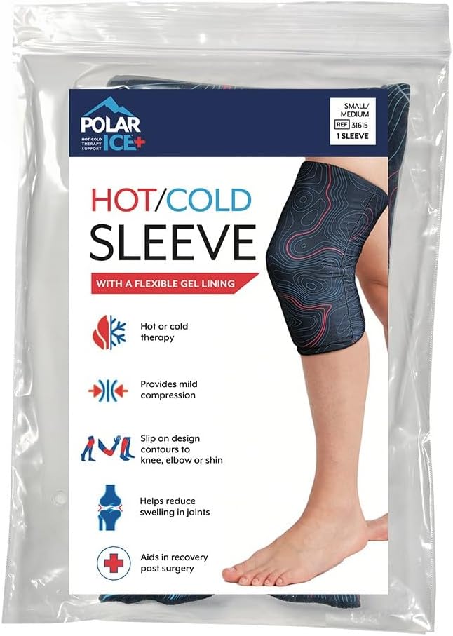 Brownmed Hot/Cold Sleeve - Stretchable Compression Sleeve for Mobility Support - Mild Compression Sleeve with Soft Gel Lining - Washable - Lightweight, Travel-Friendly - S/M