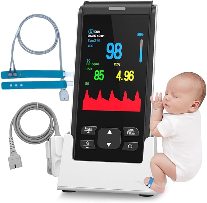 Handheld Pulse Oximeter for Baby&Adult,Infant Pulse Oximeter Fingertip Rechargeable with Continuous Monitor&Alarm, Infant Oxygen Monitor Fingertip