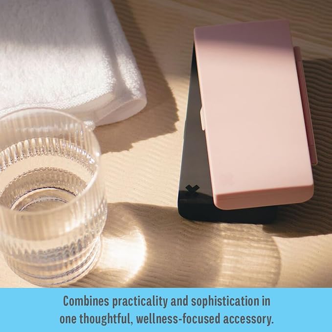 EQUADOSE Weekly Pill Case, 7-Day Medicine Organizer with Mirror, Compact, Stylish and Elegant, Pill Planner, 7 Individual Compartments for Supplements, Tablets, Vitamins, and Medications, Pink