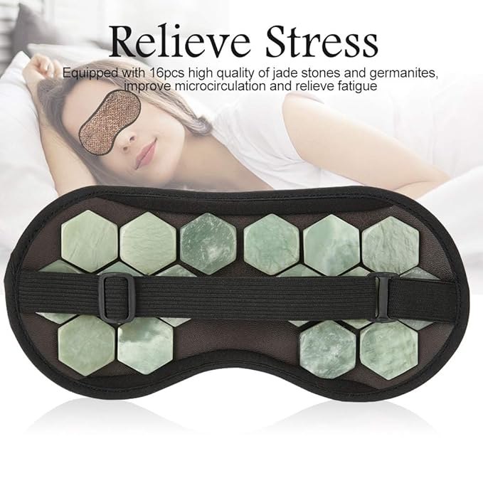 Megnetic Sleeping Eye Mask, Soft Adjustable Jade Stones Eye Masks Magnet Therapy Eyeshade Eye Cover Masks for Sleeping Travel Naps, Home, Hotel(Green)