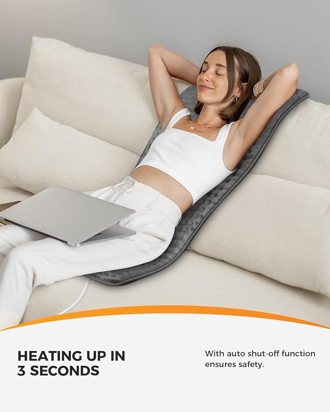 18" x 33" Large Heating Pad for Back, FSA Eligible Heat Pad, CooCoCo HSA Eligible XXXL Heated Pad for Period Cramps, 6 Heat Settings, Auto Off, Moist Heat