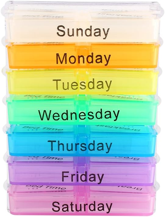 Weekly Pill Organizer, Pill Container Box, Medicine Organizer, 7 Days Weekly Dispenser Am Pm Storage Pill Container Tablet Sorter Daily Pill Case to Hold Medication, Vitamins