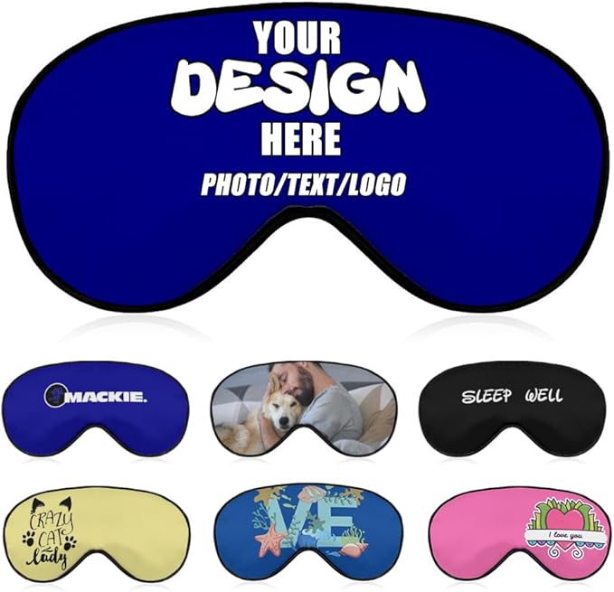 Custom Eye Masks for Sleeping Men Women Kids, Customized Blackout Eye Covers, Personalized Night Blindfolds for Adult Children,#DarkBlue