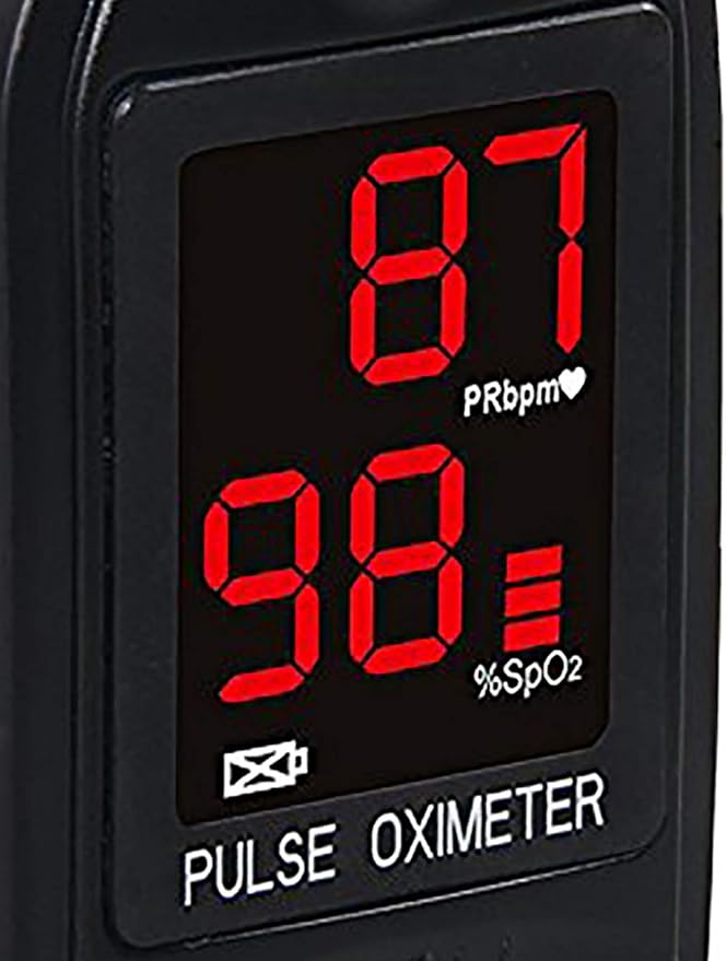Concord Basics Fingertip Pulse Oximeter - Blood Oxygen Saturation Monitor with Carrying Case, Batteries, Silicone Cover & Lanyard - Easy to Use, Accurate SpO2 & Pulse Measurement (Black)