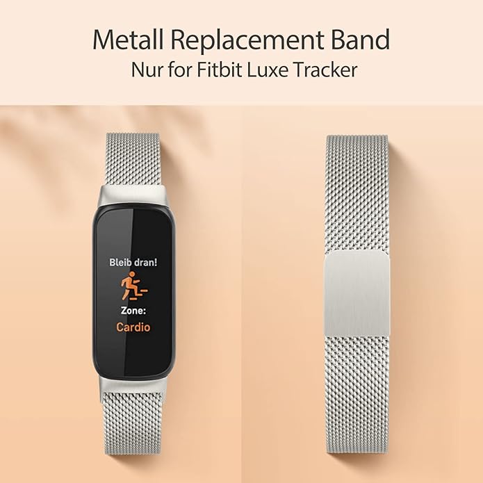Oumida Mesh Metal Band Compatible with Fitbit Luxe Band, Stainless Steel Adjustable Loop Strap Women Men Replacement Bands for Luxe Health &-Fitness-Tracker