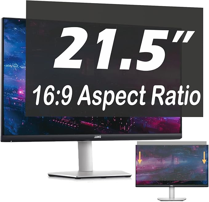 21.5 Inch Privacy Screen for Computer Monitor, 16:9 Anti-Spy Filter for Laptop & PC Display, Blue Light Blocking Anti-Glare Reversible Protector Film, Easy Slide-Mount Installation (21.5 Inch Widescreen(16:09))
