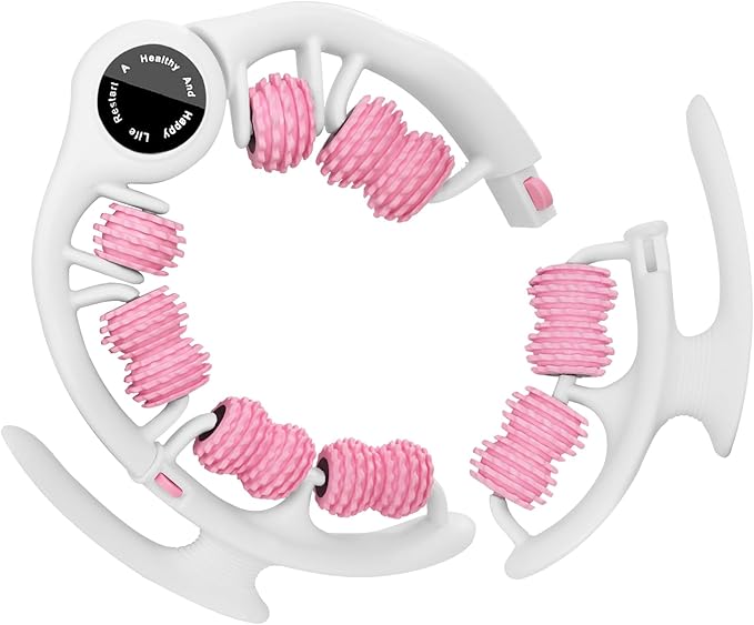 Anti-Cellulite Massage Roller with Detachable Handles | Lymphatic Drainage Massager & Fascia Blaster for Legs, Thighs, Buttocks | Tool for Deep Tissue Pain Relief & Smoother, Contoured Skin (Pink)